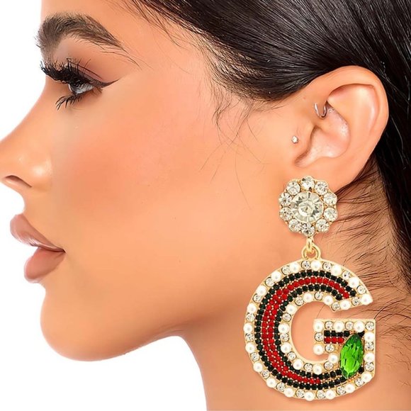 Jewelry - SOLD OUT❣️🔥🔥🆕BLING GOLD RHINESTONE G EARRINGS
